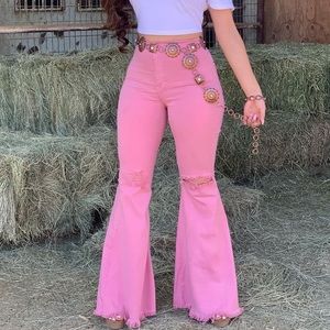 Pink Bell Bottom Jeans
